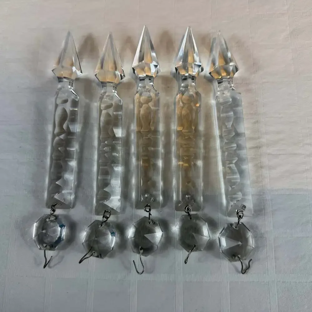 Clear Faceted Crystal Chandelier Prism Drops w/ Octagon Connector 6